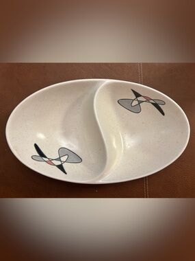 Vintage Mid Century Metlox Poppytrail divided serving bowl Contempora Atomic